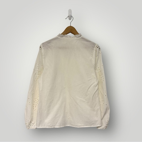 Adiva  Light Cream Eyelet Longsleeve Top Sz M - Picture 5 of 10